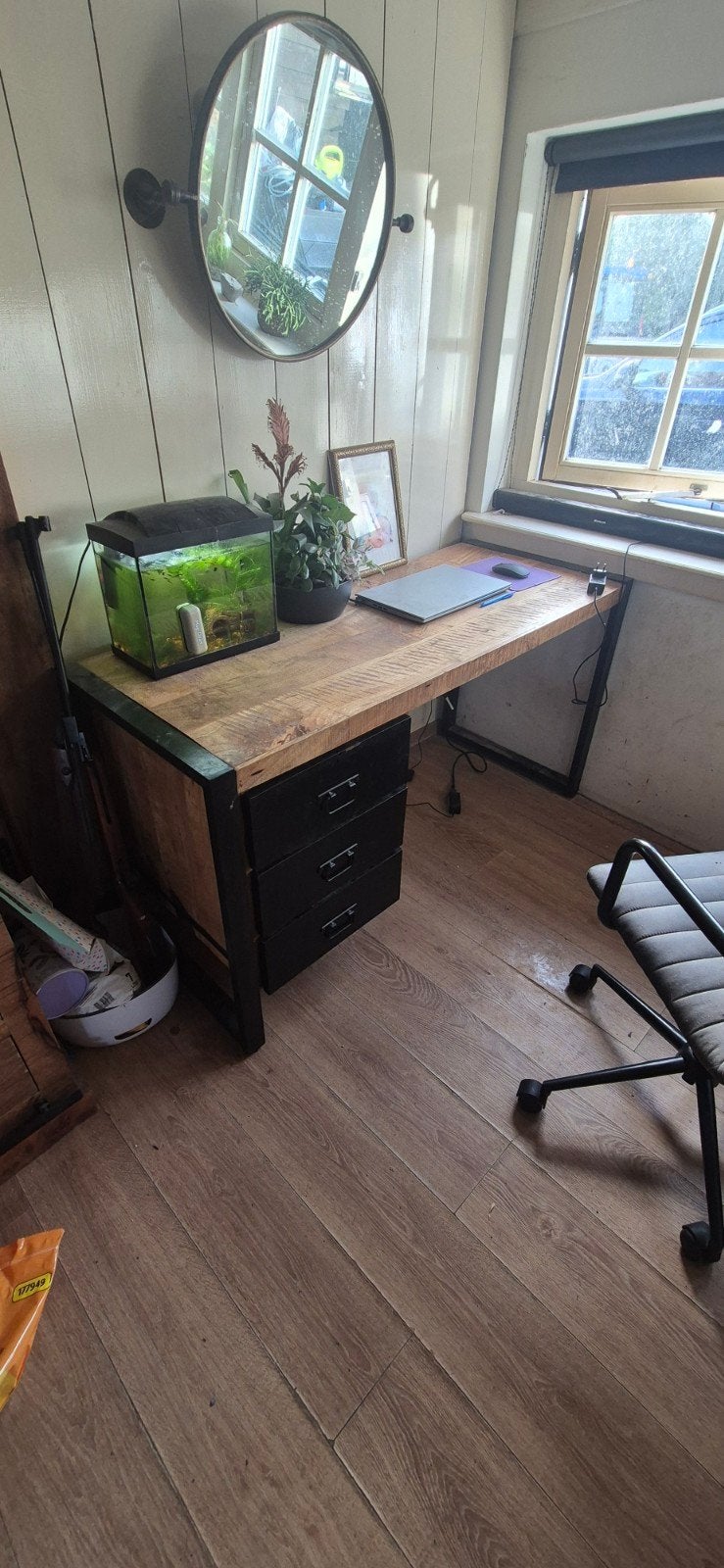 mangohouten bureau, Ophalen, Nieuw, Industrieel, 145 cm