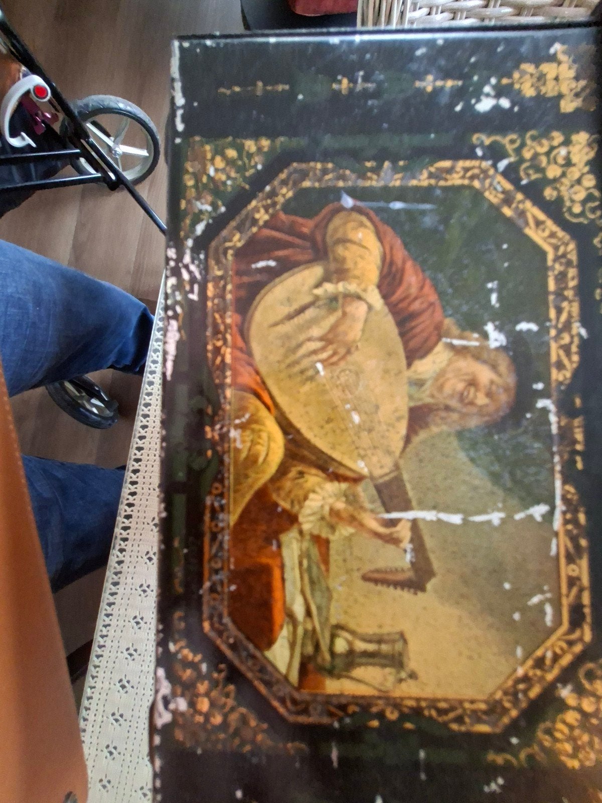 Antieke blikken doos met afbeeldingen van Van Melle,, Ophalen of Verzenden