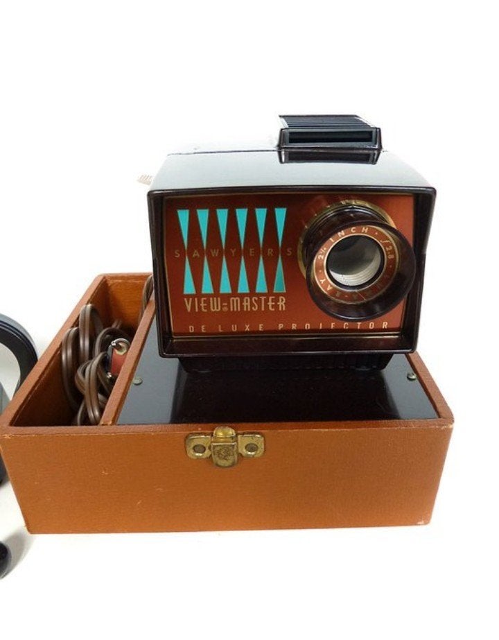 3 Viewmaster projectors waarvan 1 zeldzame in mooie case, Verzenden