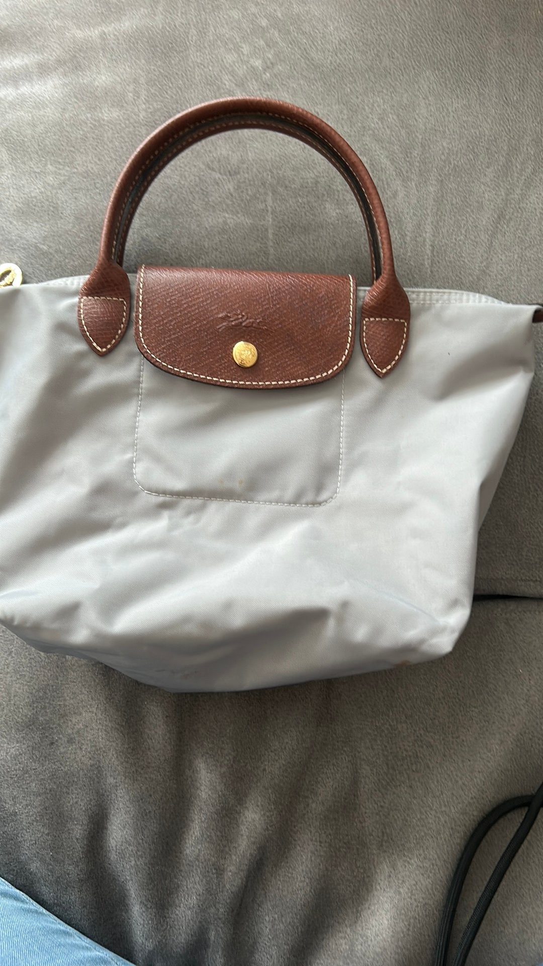 Longchamp handtas, lichtgeijs, klein model, Ophalen of Verzenden, Zo goed als nieuw, Handtas