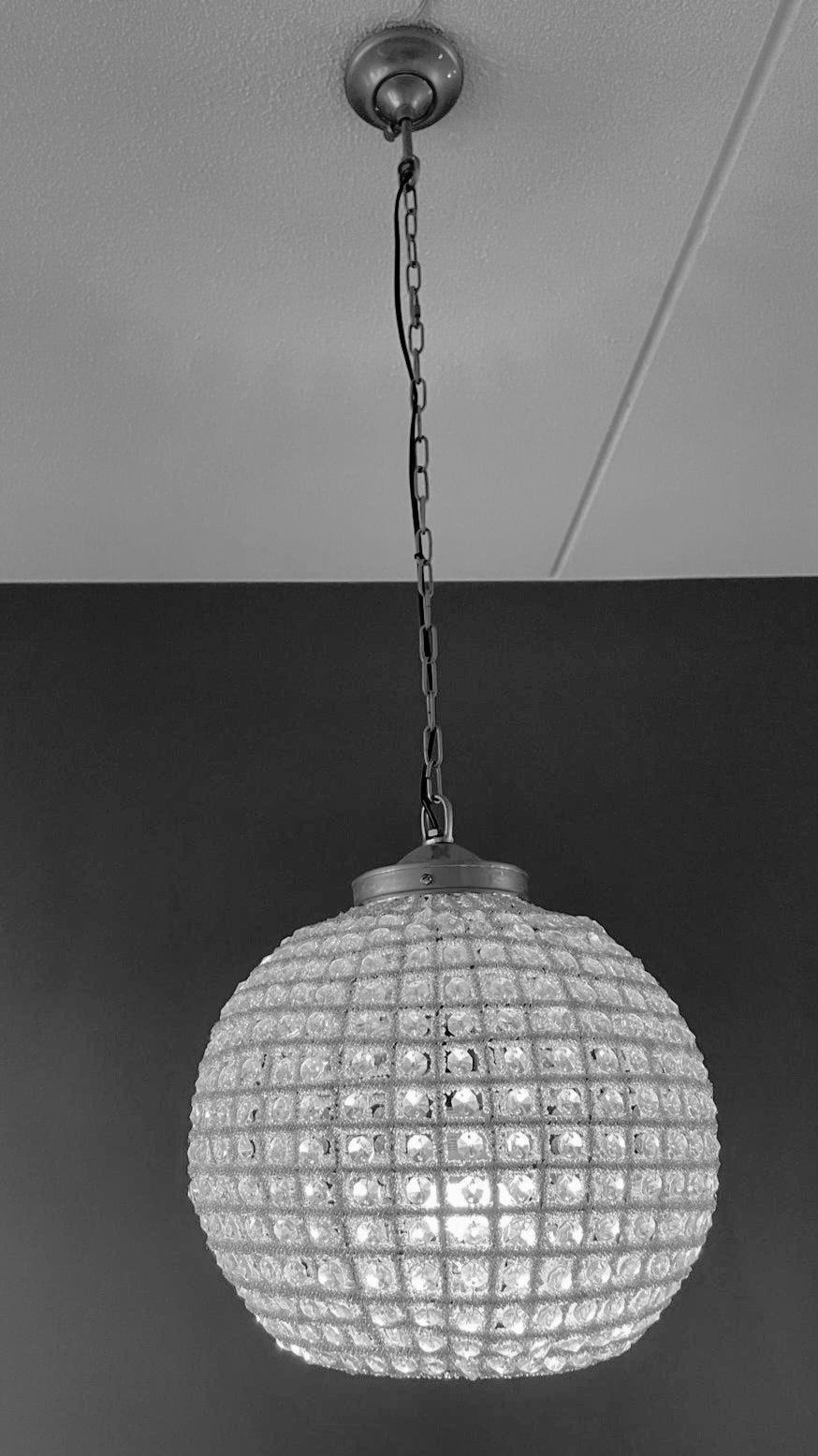 Prachtige Kristallen Bol Hanglamp - Riviera Maison, Huis en Inrichting, Ophalen, Vintage, Klassiek, Glamour, E27 (groot), Zo goed als nieuw