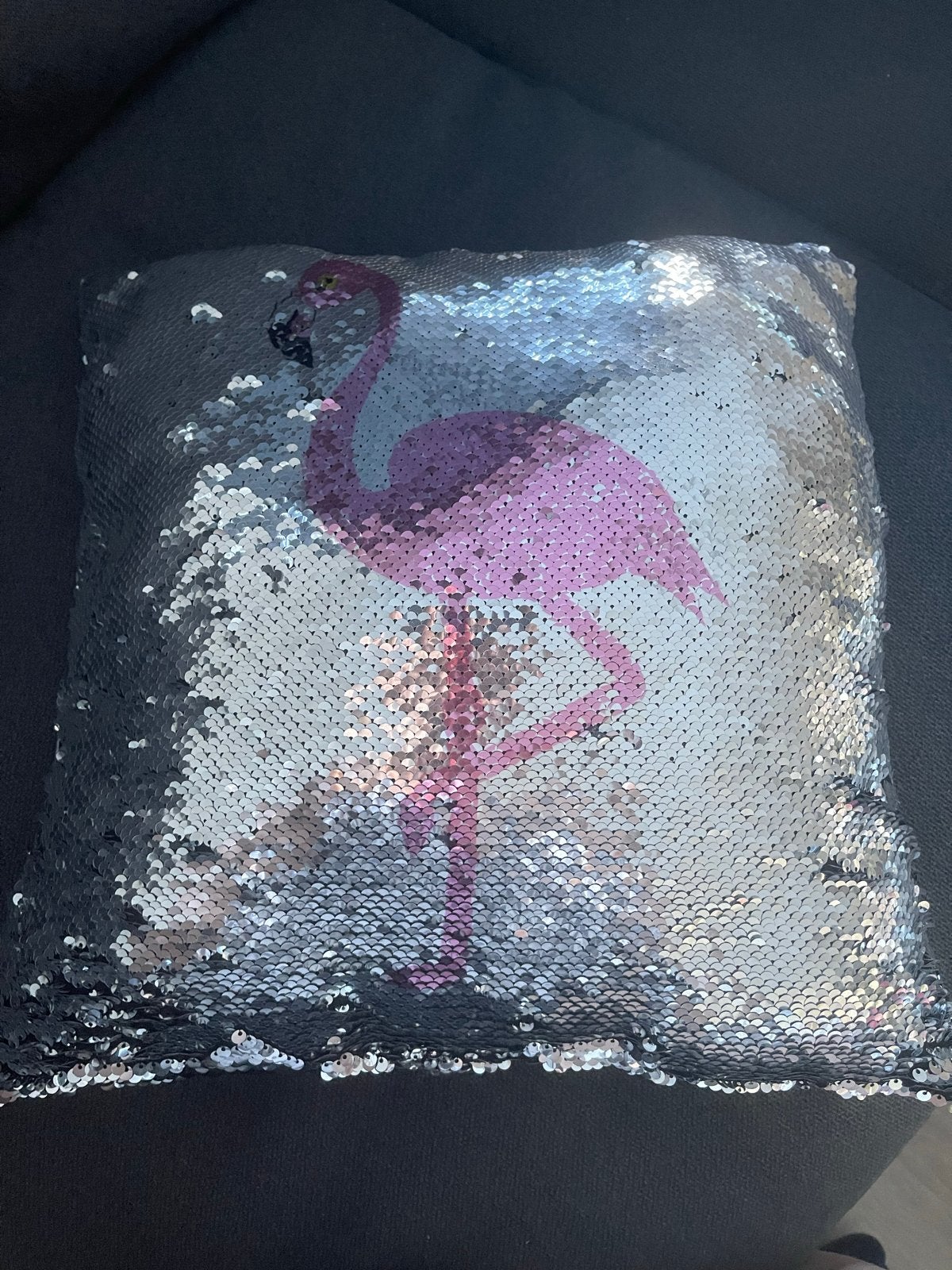 Nieuw omkeerbaar kussen met flamingo pailletten, Overige merken, Meerkleurig, Vierkant, Nieuw