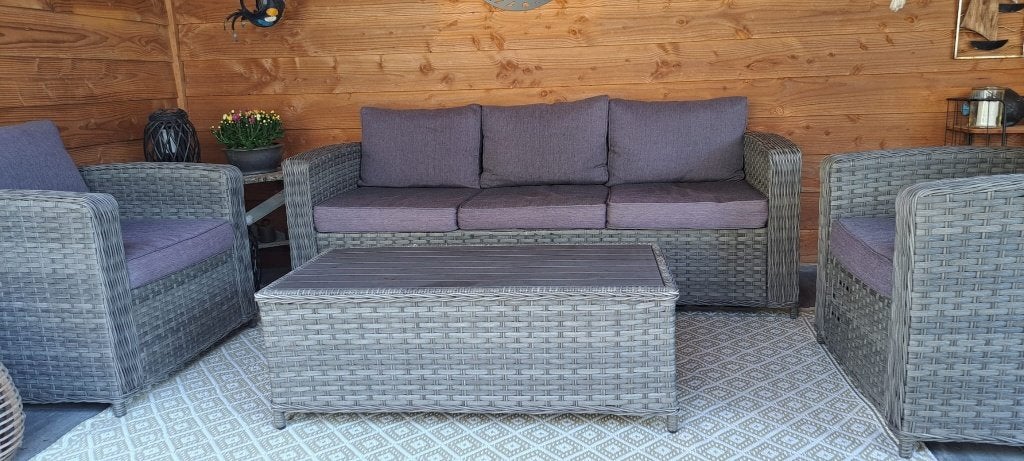 complete wicker loungeset, Ophalen, 5 zitplaatsen, Gebruikt, Bank