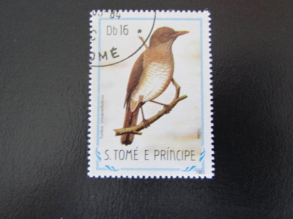 Postzegel Vogel: Kaapse Lijster uit Sao-Tomé, Ophalen of Verzenden, Gestempeld, Dier of Natuur