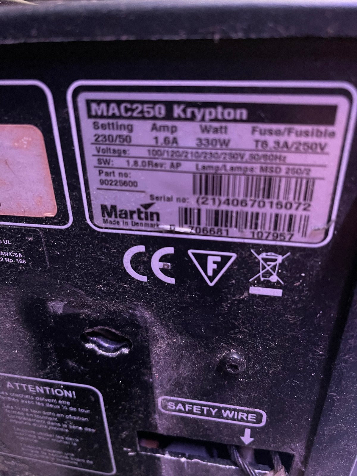 Martin MAC250 Krypton Moving Head Lichteffecten, Ophalen, Gebruikt, Licht, Kleur