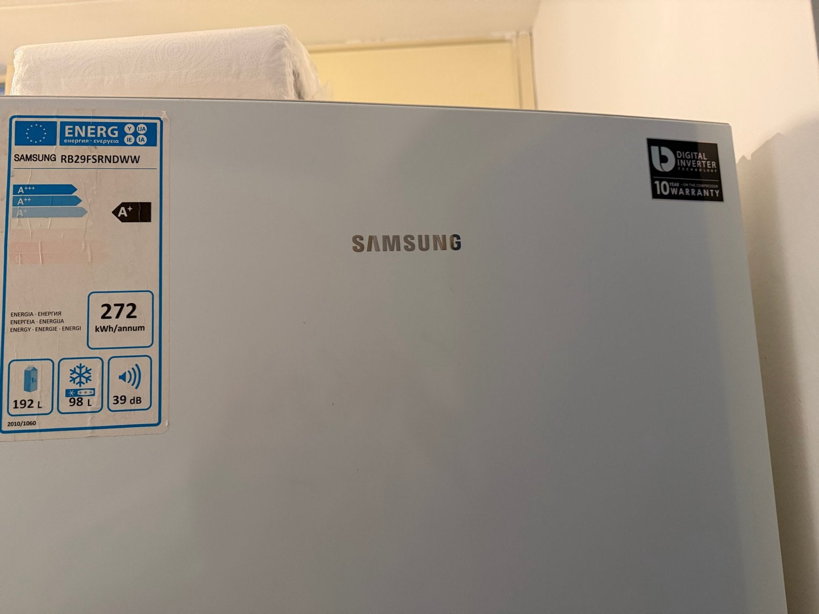 Samsung RB29FSRNDWW Koel-vriescombinatie A+++, 200 liter of meer, Met aparte vriezer, Zo goed als nieuw, Energieklasse A of zuiniger