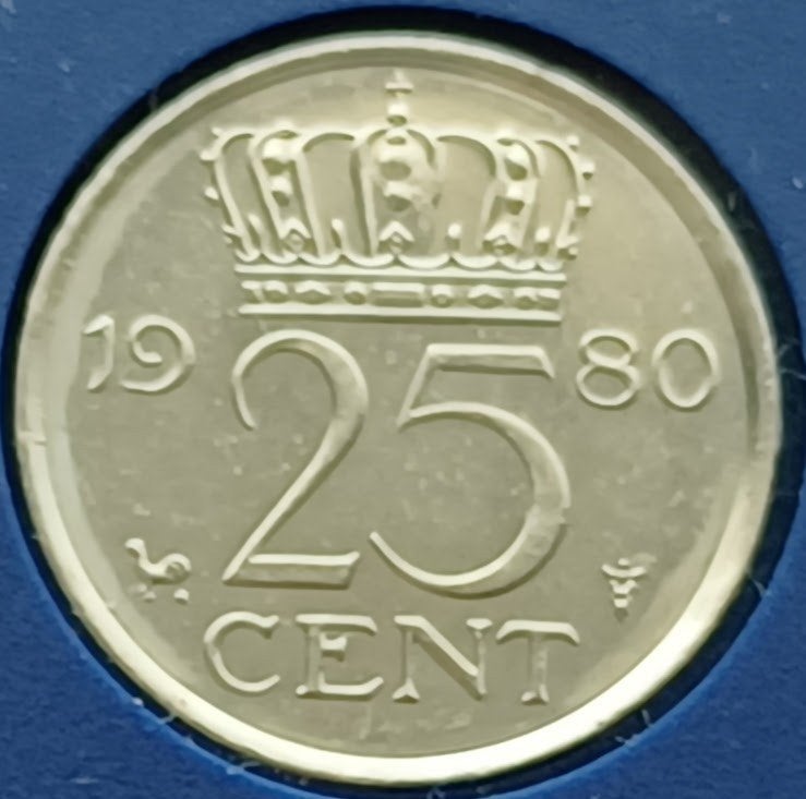 25 cent 1980 - Juliana UNC, Verzenden, Koningin Juliana, 25 cent, Losse munt