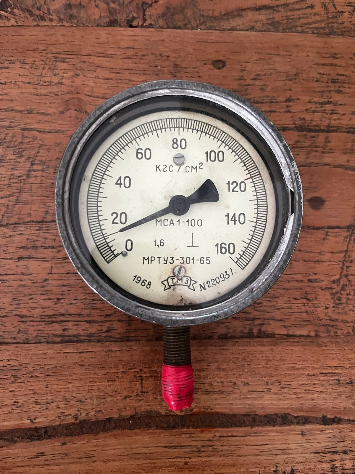 Vintage Manometer / Drukmeter - Diameter 10 cm, Doe-het-zelf en Verbouw, Meetapparatuur, Ophalen of Verzenden, Gebruikt, Druk