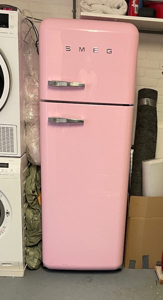 Dubbel deurskoelkast SMEG roze Jaren 50, Witgoed en Apparatuur, Ophalen, Gebruikt, 200 liter of meer, 60 cm of meer