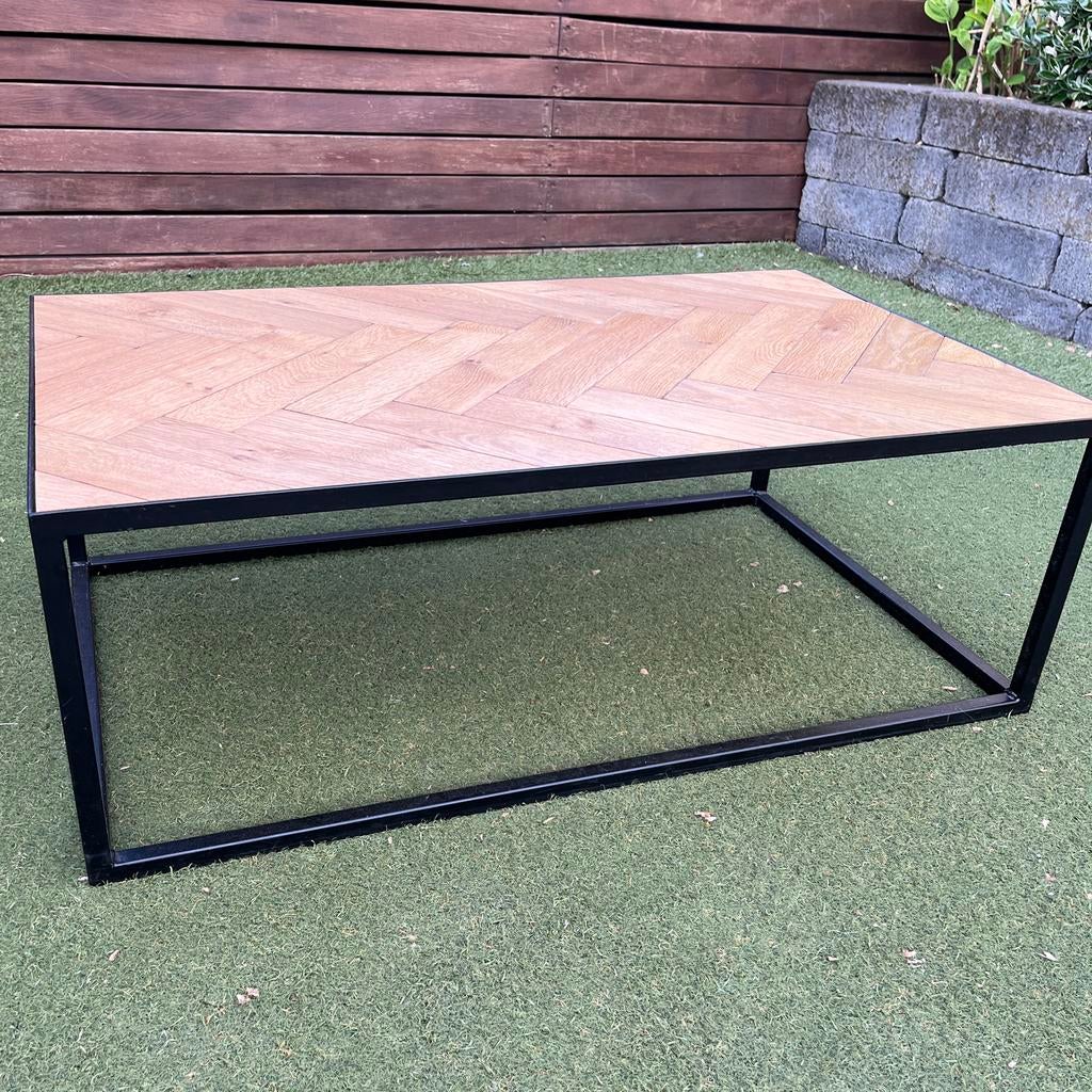 Salontafel 100x60x35 cm - staal met visgraat, Ophalen, 100 tot 150 cm, 50 tot 100 cm, Zo goed als nieuw