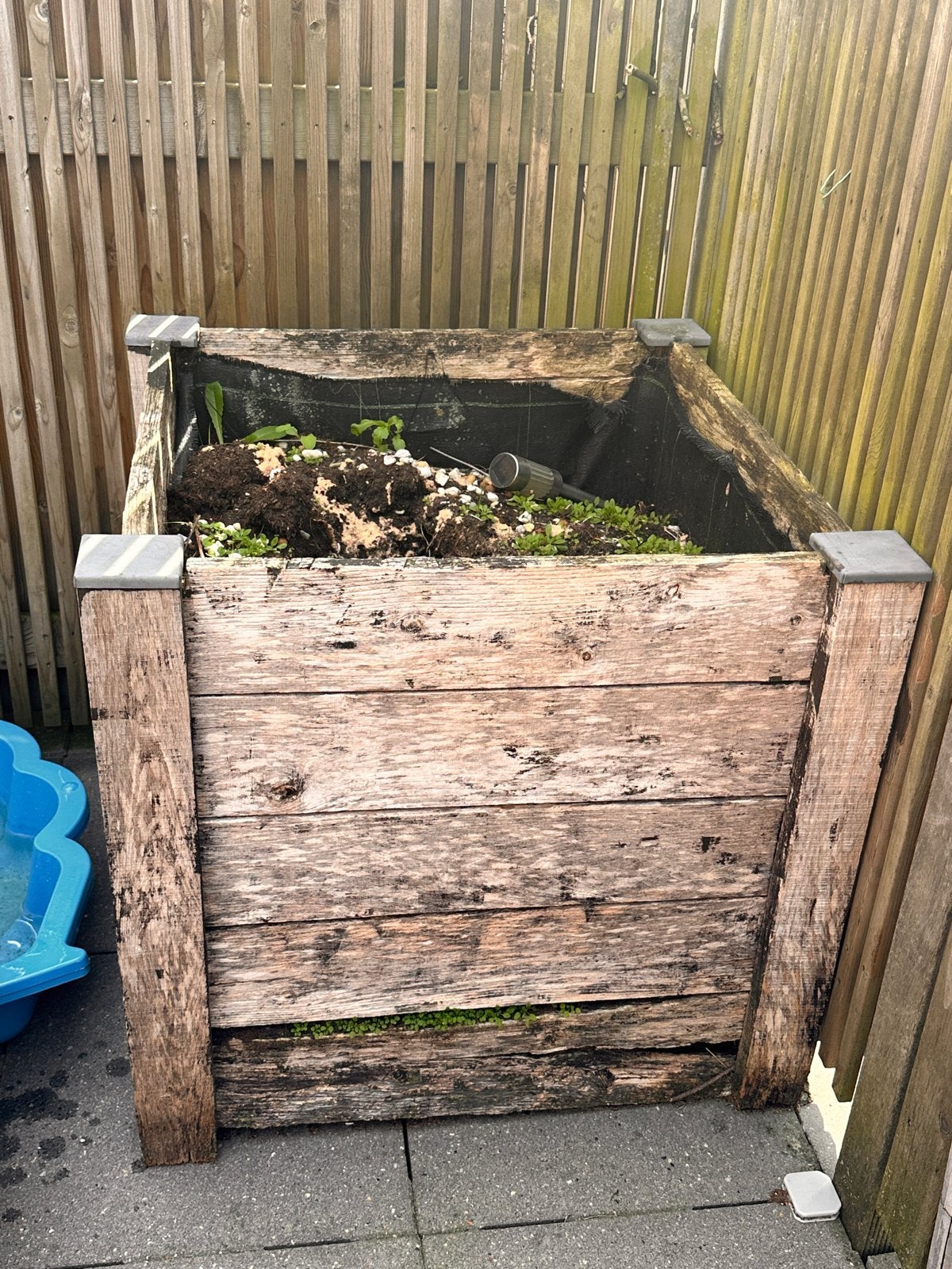 Houten plantenbak / compostbak + zand, Tuin en Terras, Ophalen, Gebruikt, 100 cm of meer, Vierkant