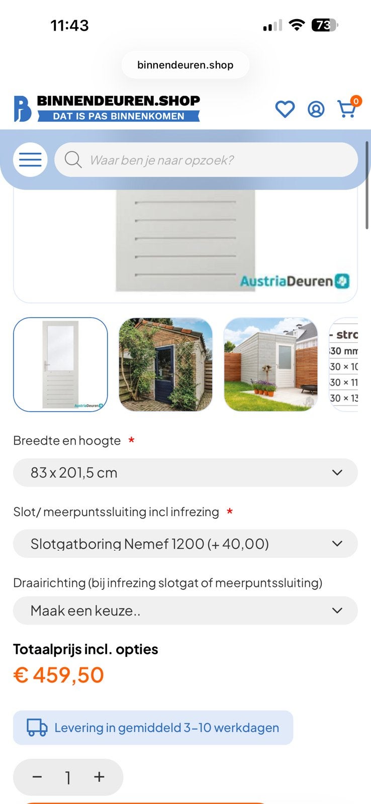 Mooie buitendeur / balkondeur met glas!, Ophalen, Gebruikt, 80 tot 100 cm, 200 tot 215 cm