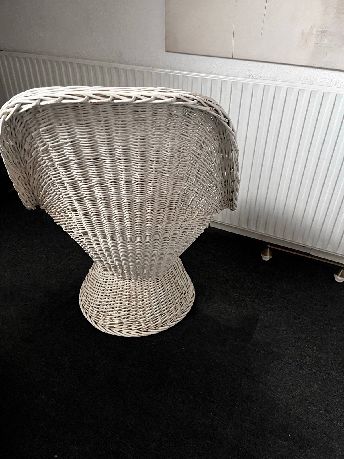 Witte Rotan Stoel - Vintage Design, Huis en Inrichting, Ophalen, Wit, Riet of Rotan, Zo goed als nieuw