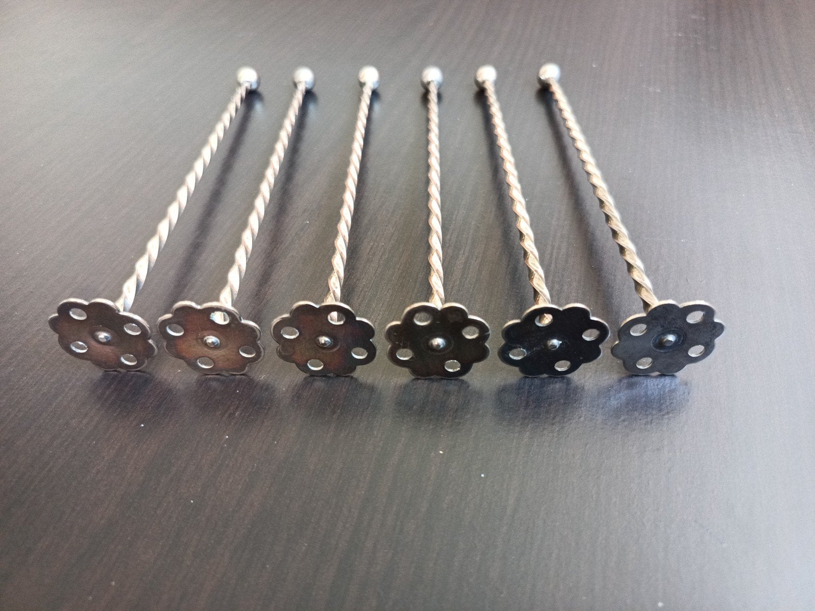 Set van 6 vintage cocktailroerders met bloemmotief, Ophalen of Verzenden