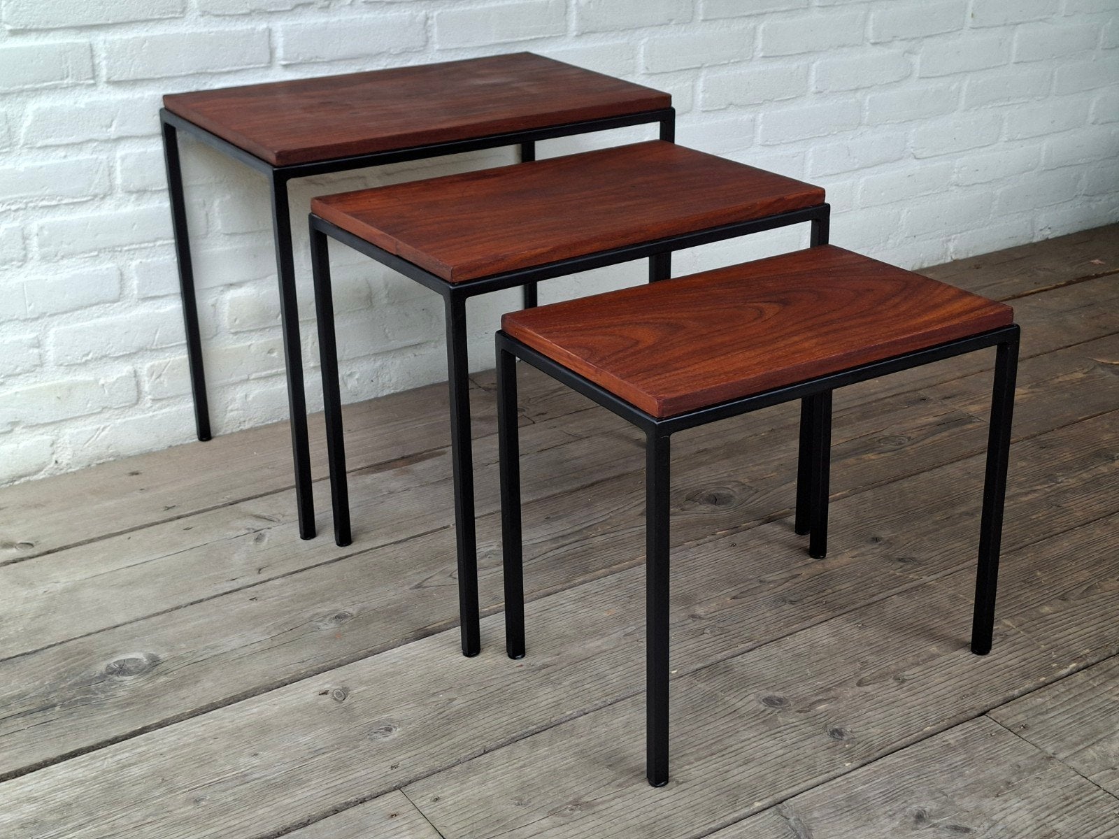 Vintage retro bijzettafeltjes Pastoe Cees Braakman? jaren 60, Ophalen, Minder dan 45 cm, Minder dan 55 cm, Gebruikt