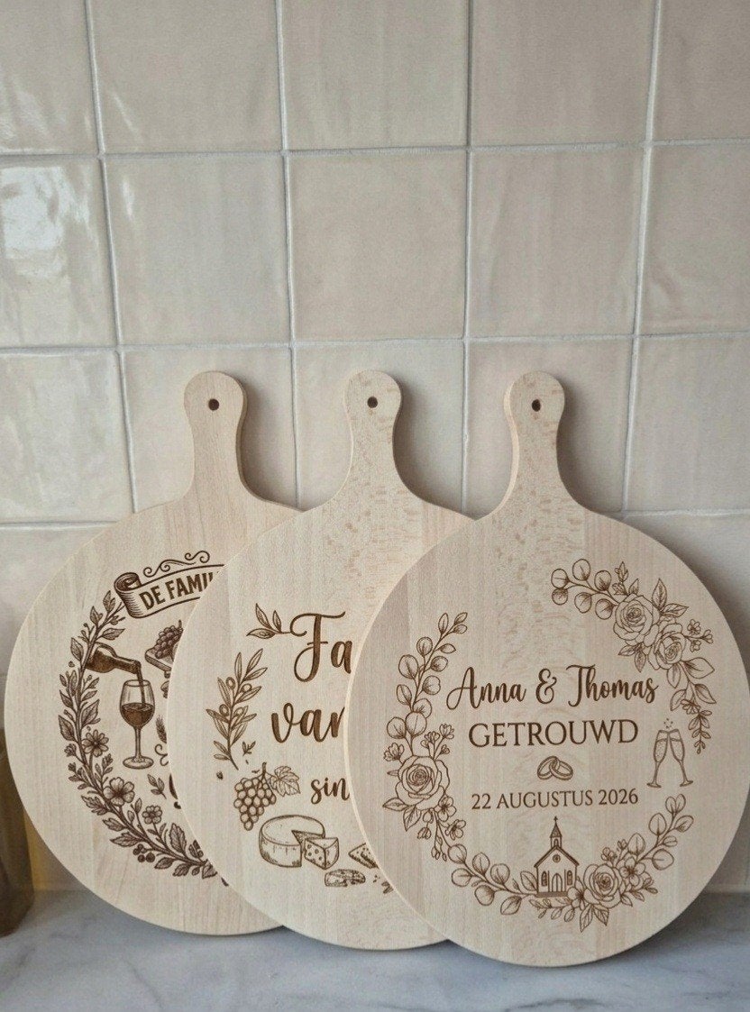 Gepersonaliseerde Houten Borrelplank - Graveren op Maat, Hout, Snij-/serveerplank, Nieuw, Ophalen of Verzenden