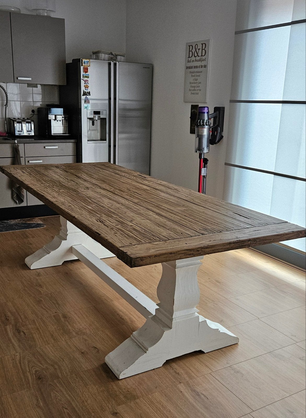 Landelijke eettafel eikenhout 240 cm, Huis en Inrichting, Tafels | Eettafels, Ophalen, 100 tot 150 cm, 200 cm of meer, Zo goed als nieuw