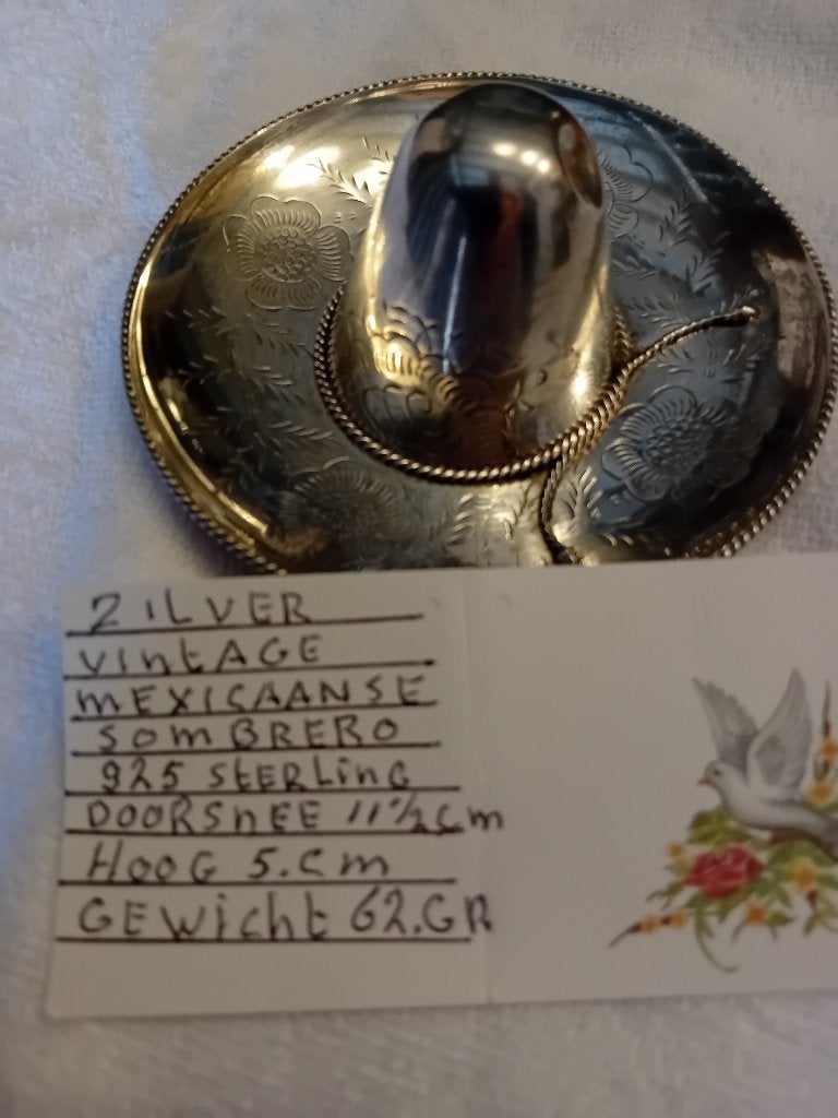 antiek zilver mexicaanse sobrero, Ophalen of Verzenden, Zilver