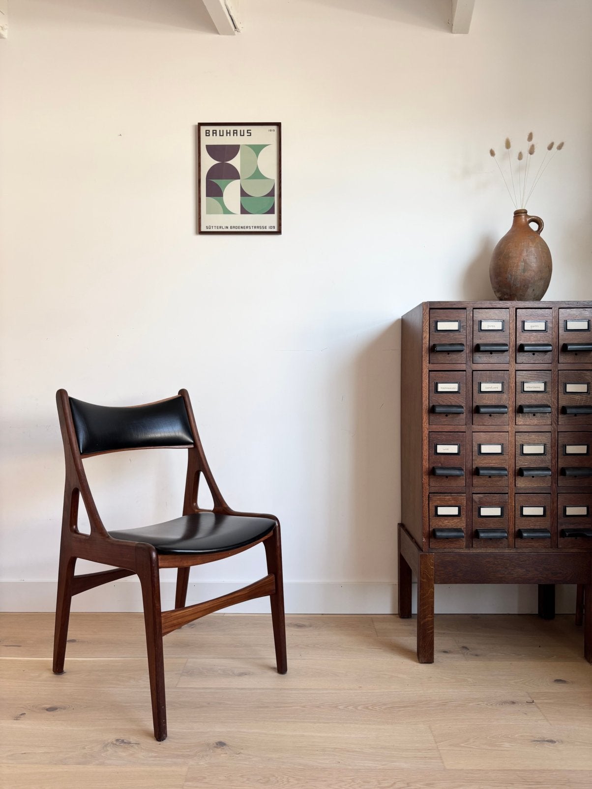 Vintage, Deens design eetkamer stoel uit de jaren 60/70, Ophalen, Gebruikt, -, Zwart