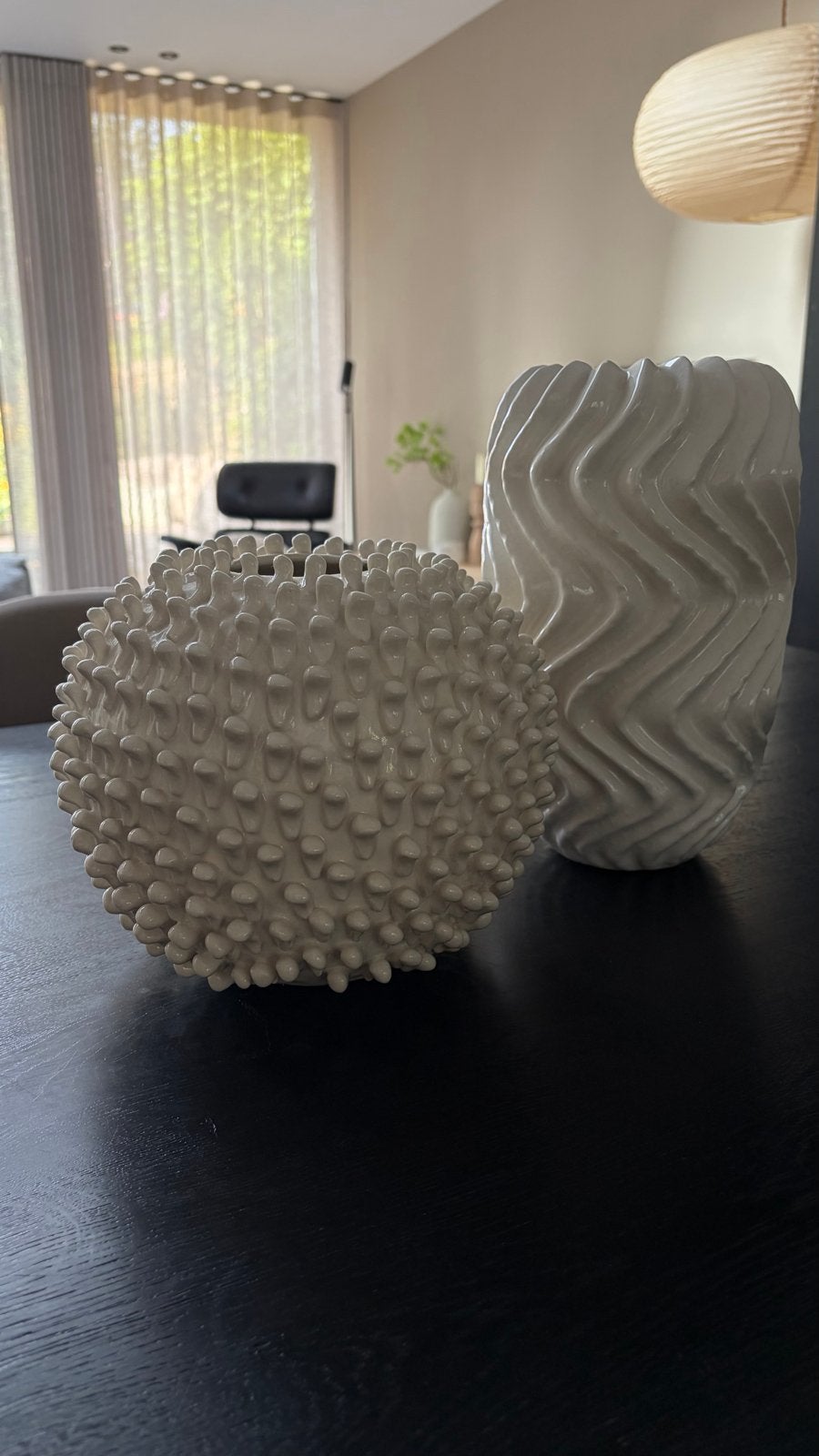 Cremekleurig aardewerk vazen set van Zara Home, Ophalen, Beige, Zo goed als nieuw, Geschikt voor droogbloemen