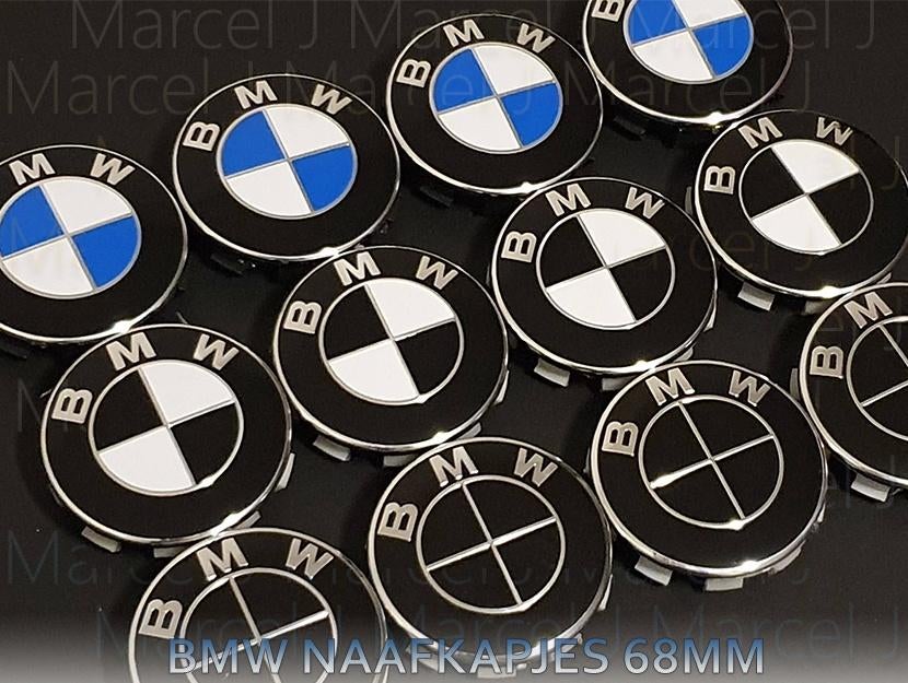 BMW NAAFKAPJES 68MM BLAUW/ZWART WIT FULL BLACK, Ophalen of Verzenden
