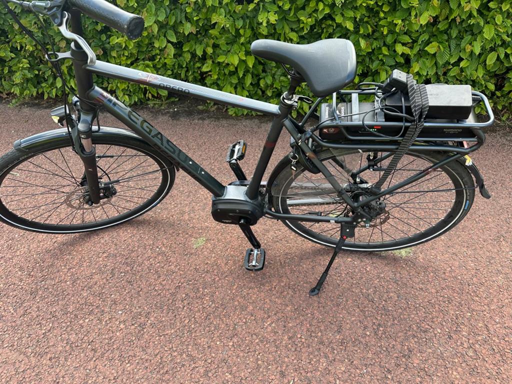 Elektrische fiets - Hoge fiets, Fietsen en Brommers, Elektrische fietsen, Zo goed als nieuw, 59 cm of meer, 50 km per accu of meer