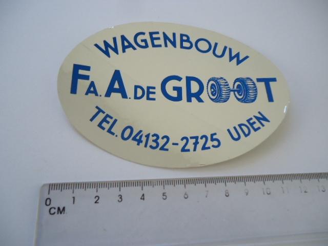 sticker oud Uden Fa A GROOT wagenbouw woonwagen carrosserie, Verzamelen, Verzenden, Zo goed als nieuw, Bedrijf of Vereniging