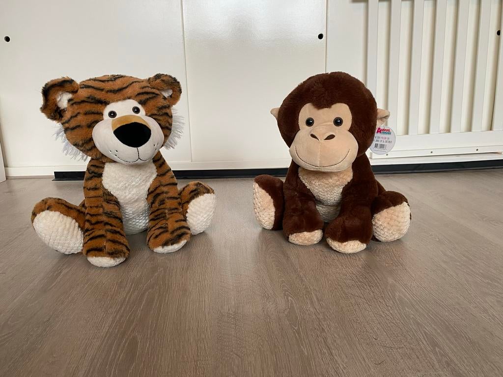 Twee knuffels: Tijger en Aap - Zo goed als nieuw, Ophalen, Zo goed als nieuw, Overige typen