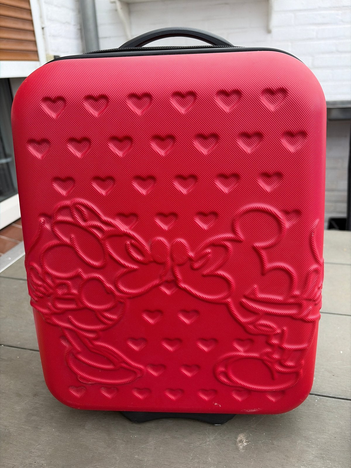 Mickey & Minnie Koffer - Rood met Hartjes, Ophalen, Gebruikt, 50 tot 60 cm, Hard kunststof