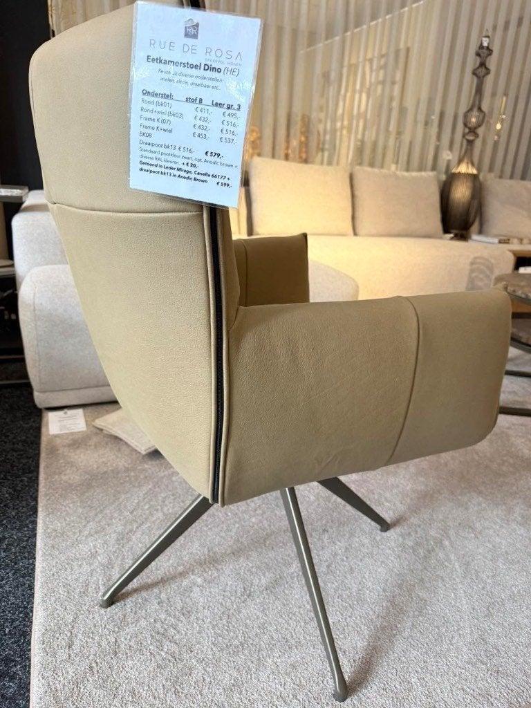 4x Stoel Dino in Leder, Ophalen, Bruin, HE Design, Nieuw