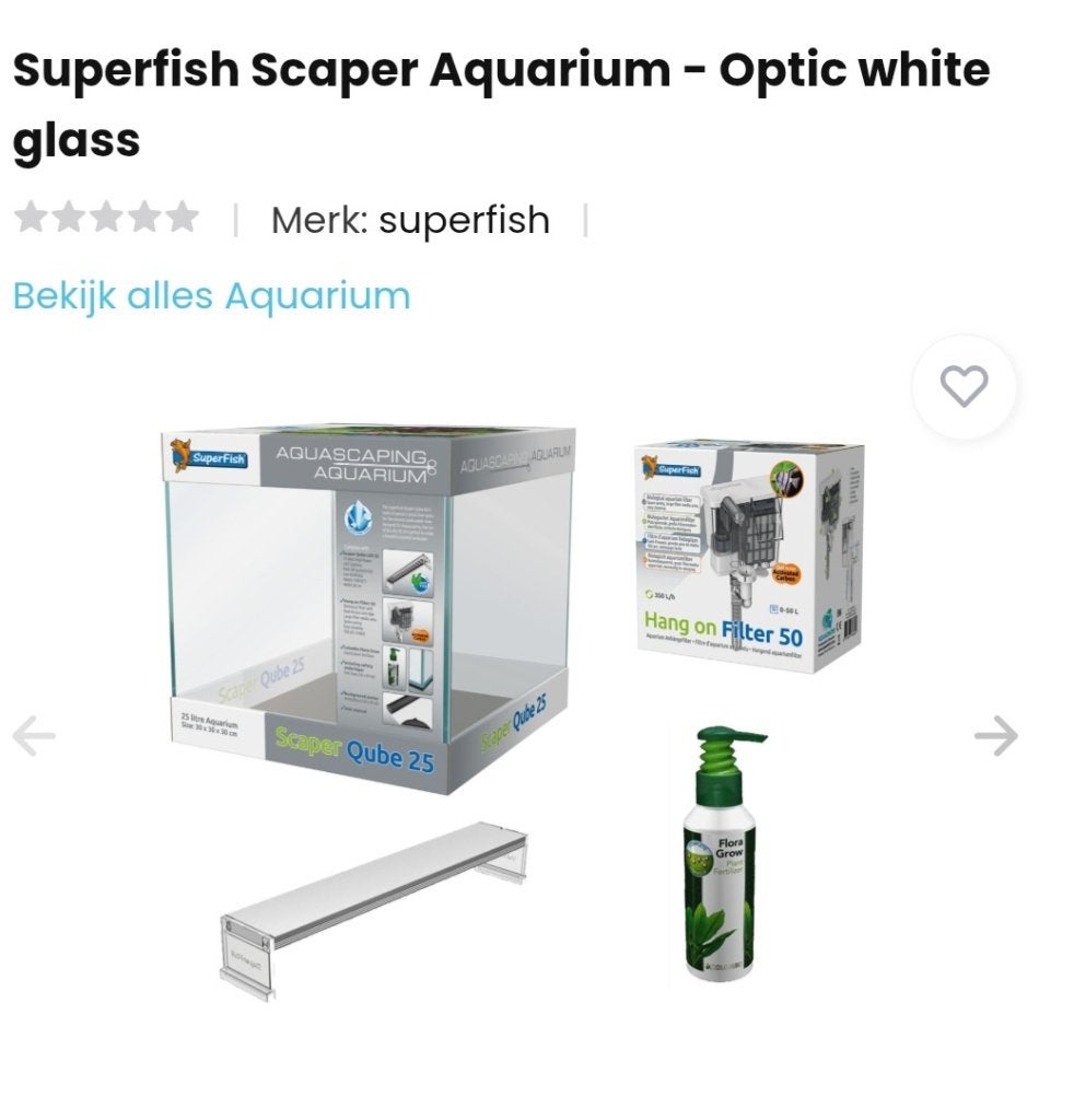 Superfish Aquascaper Cube 25, Dieren en Toebehoren, Ophalen, Gebruikt, Leeg aquarium, Inclusief toebehoren