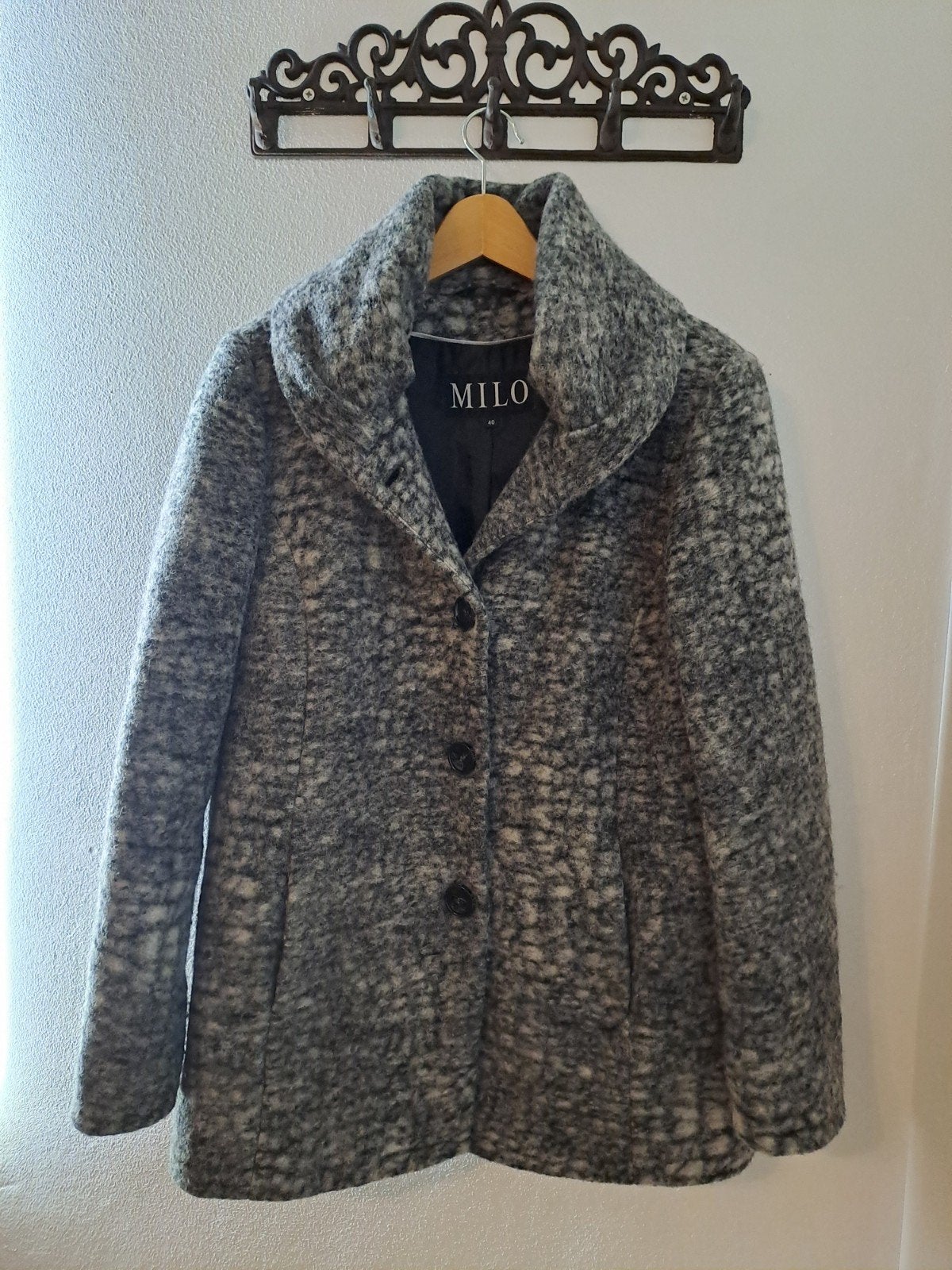 MILO wollen dames winter mantel, MILO, Zo goed als nieuw, Grijs, Ophalen