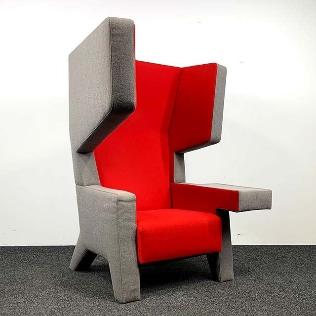 Prooff EarChair Fauteuil - Grijs/Rood 22717, Ophalen, Gebruikt, 75 tot 100 cm, 50 tot 75 cm