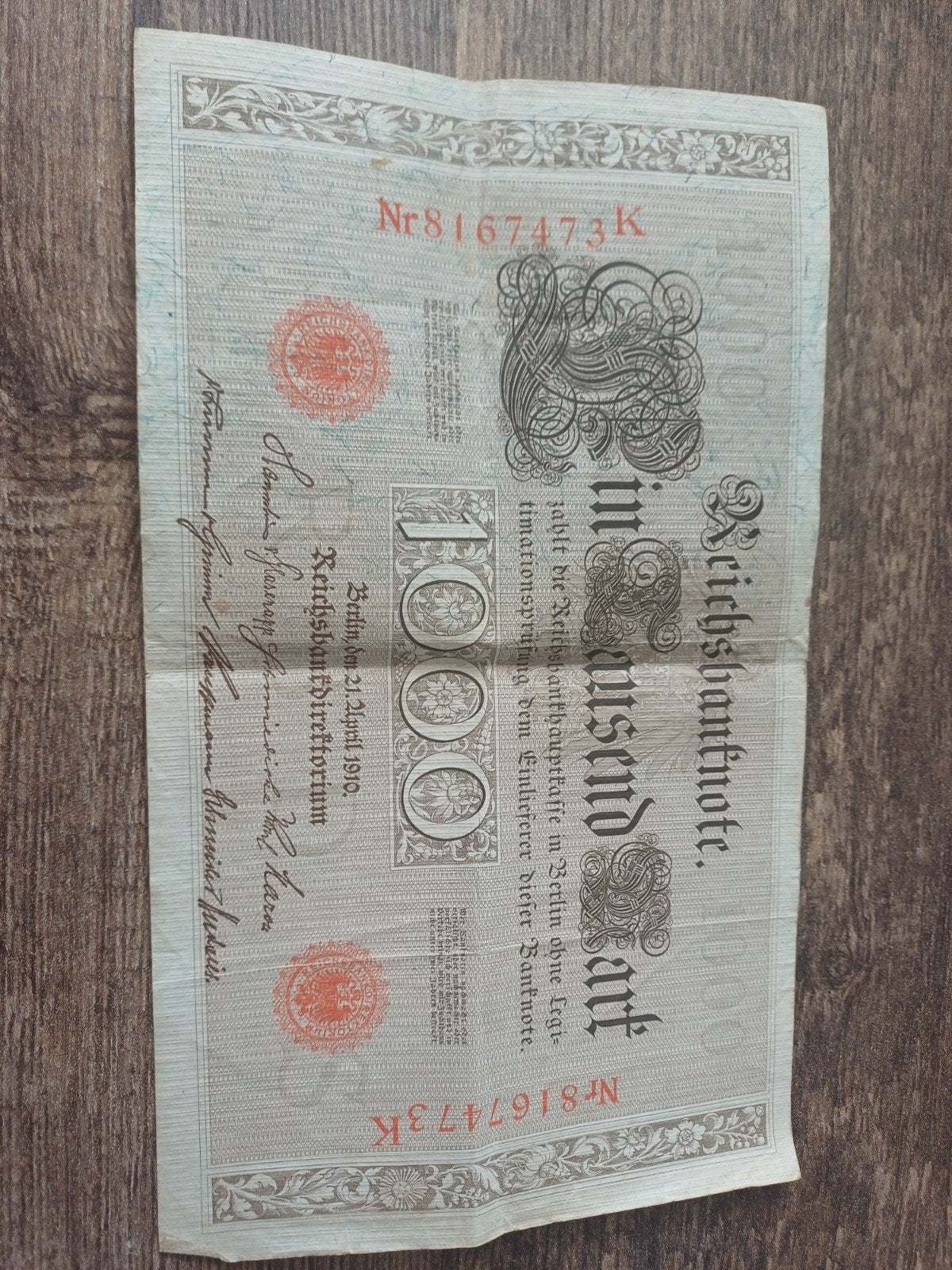 1000 Mark Reichsbanknote 1910 - Duitsland, Ophalen of Verzenden, Duitsland, Los biljet