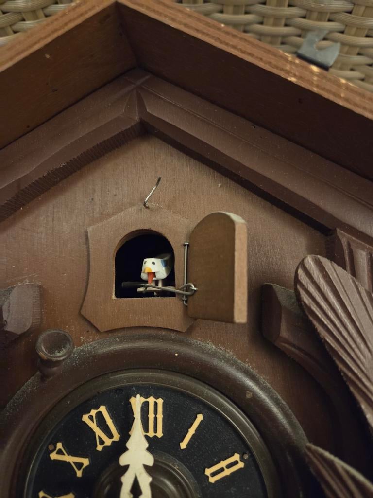 Vintage Koekoeksklok - Houtsnijwerk - Jachttafereel, Ophalen of Verzenden
