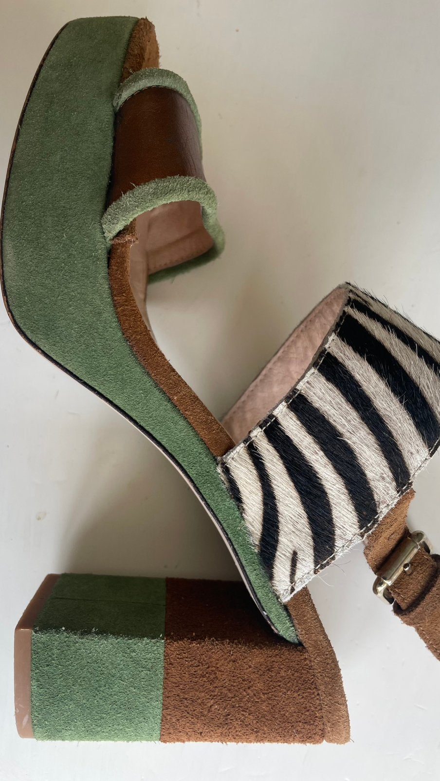 Te koop; leren sandalen, Nice Think, groen, 40, Ophalen of Verzenden, Zo goed als nieuw, Groen, Sandalen of Muiltjes