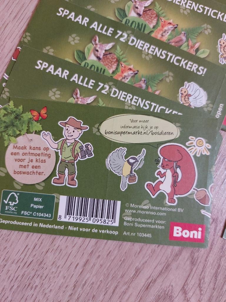 Boni bosdieren plaatjes 26x, Ophalen of Verzenden, Winkel, Super of Benzinepomp, Zegels, Bonnen of Punten