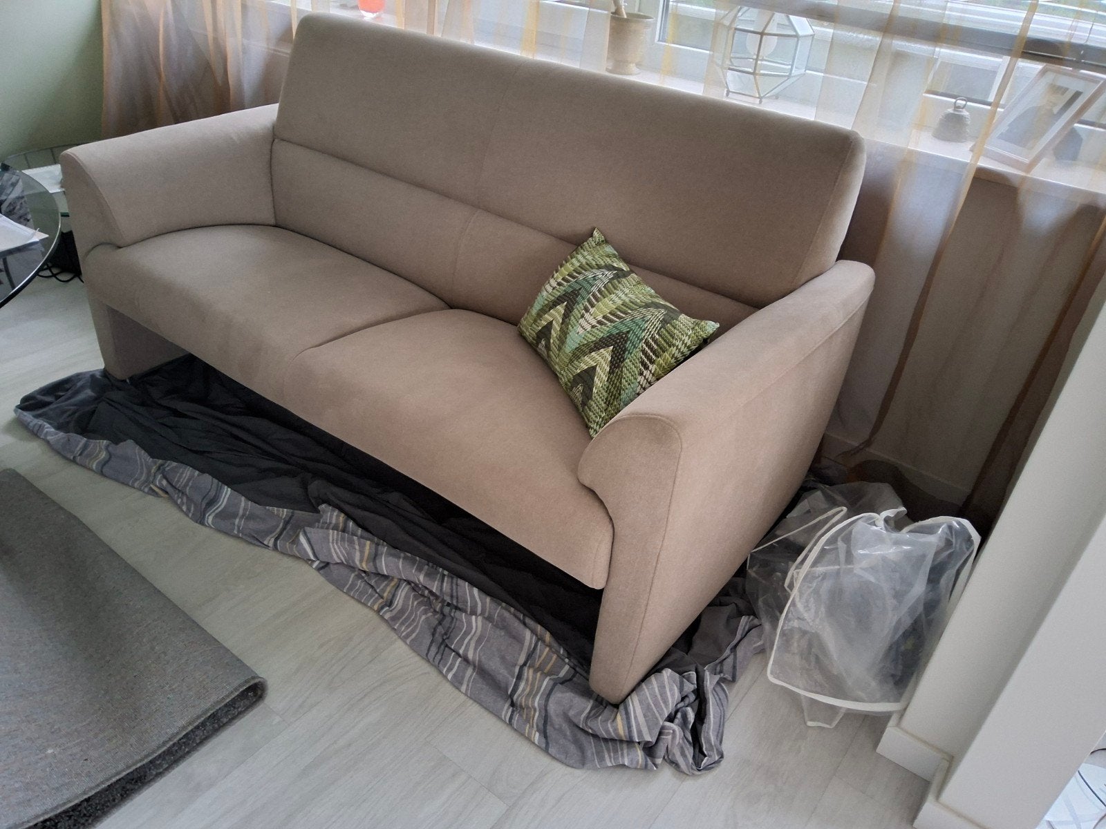 2,5 ZITBANK voor 2 à 3 personen,  beige., Ophalen, Gebruikt, Overige maten, 150 tot 200 cm