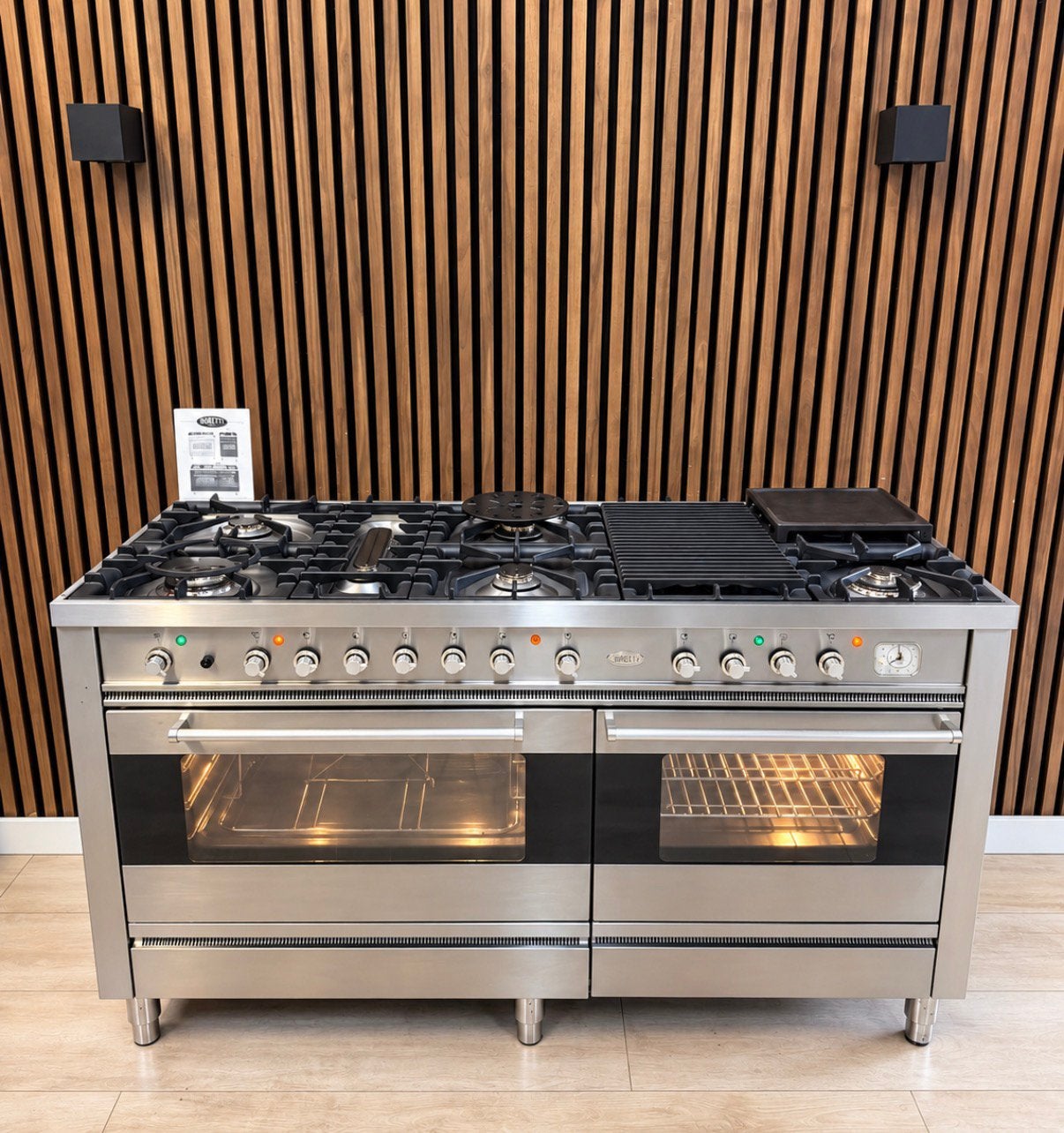 Mooie Rvs Boretti Fornuis 150 cm breed (Gratis bezorgen), 5258sh, Gebruikt, Ophalen of Verzenden, Energieklasse A of zuiniger