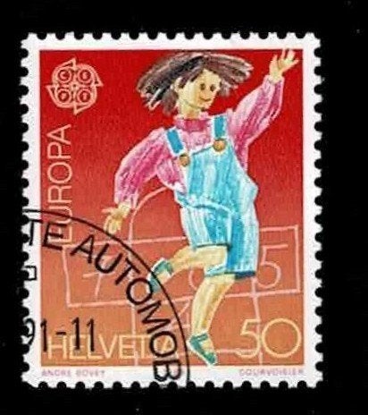 postzegel 1323 Zwitserland Europa Kinderspelen, Ophalen of Verzenden, Gestempeld