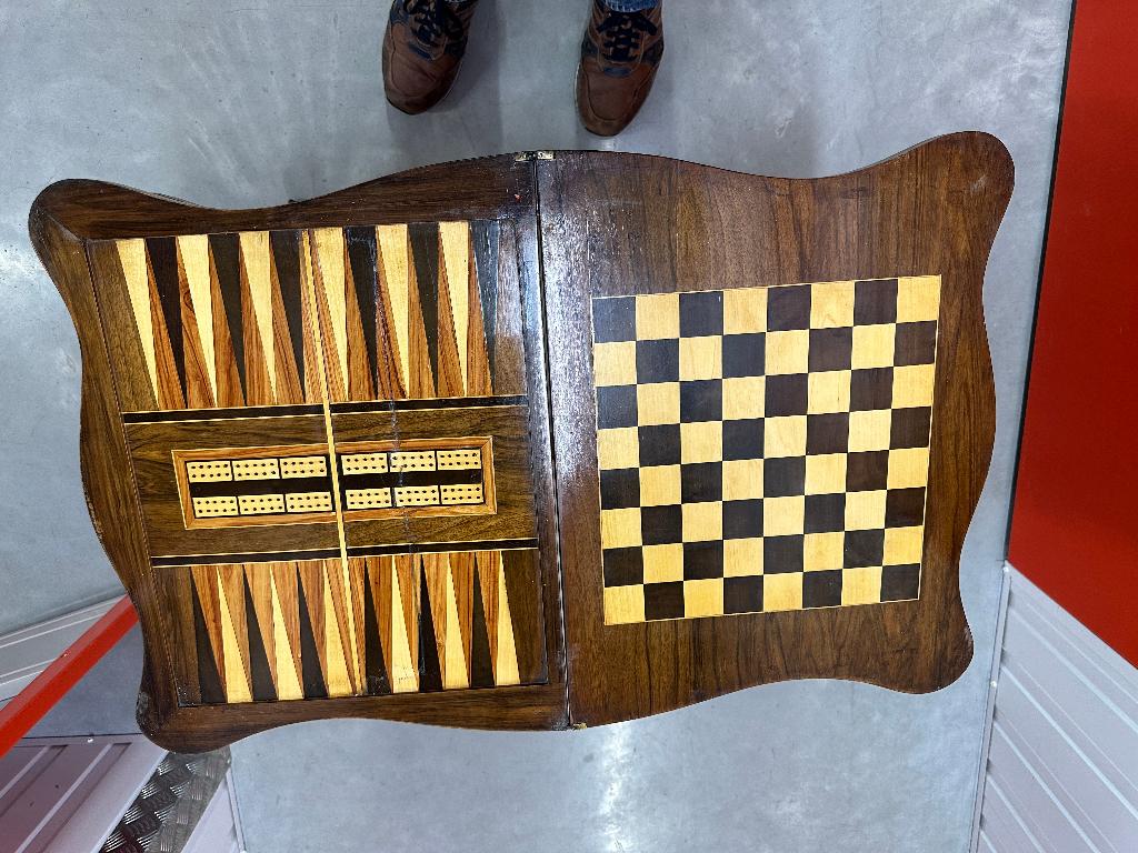 Antiek schaak/ backgammon tafeltje – ca. 19e eeuw, Ophalen