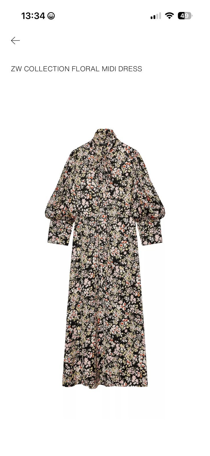 Zara ZW Collection Bloemen Midi Jurk Maat S, Zwart, Nieuw, Ophalen of Verzenden, Knielengte