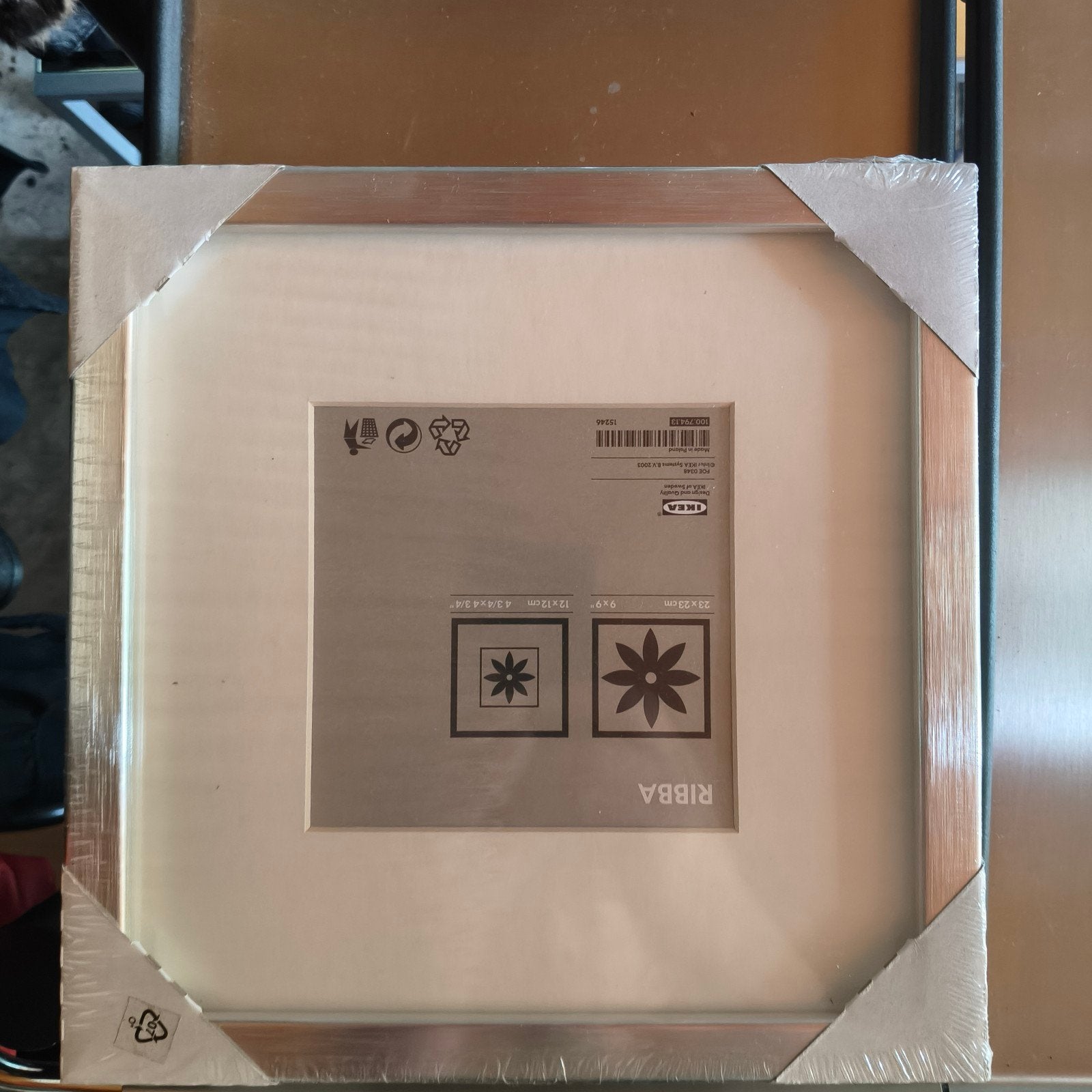 IKEA RIBBA 3x Fotolijst 23x23cm + Passe-partout Zilverkleuri, Met glas, Nieuw, Ophalen of Verzenden, Fotolijst