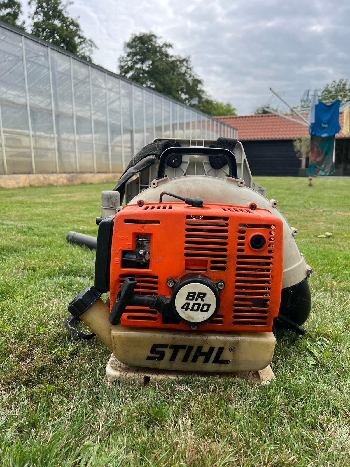 Stihl BR 400 Ruggedragen Bladblazer, Tuin en Terras, Ophalen, Gebruikt, Ruggedragen, Stihl
