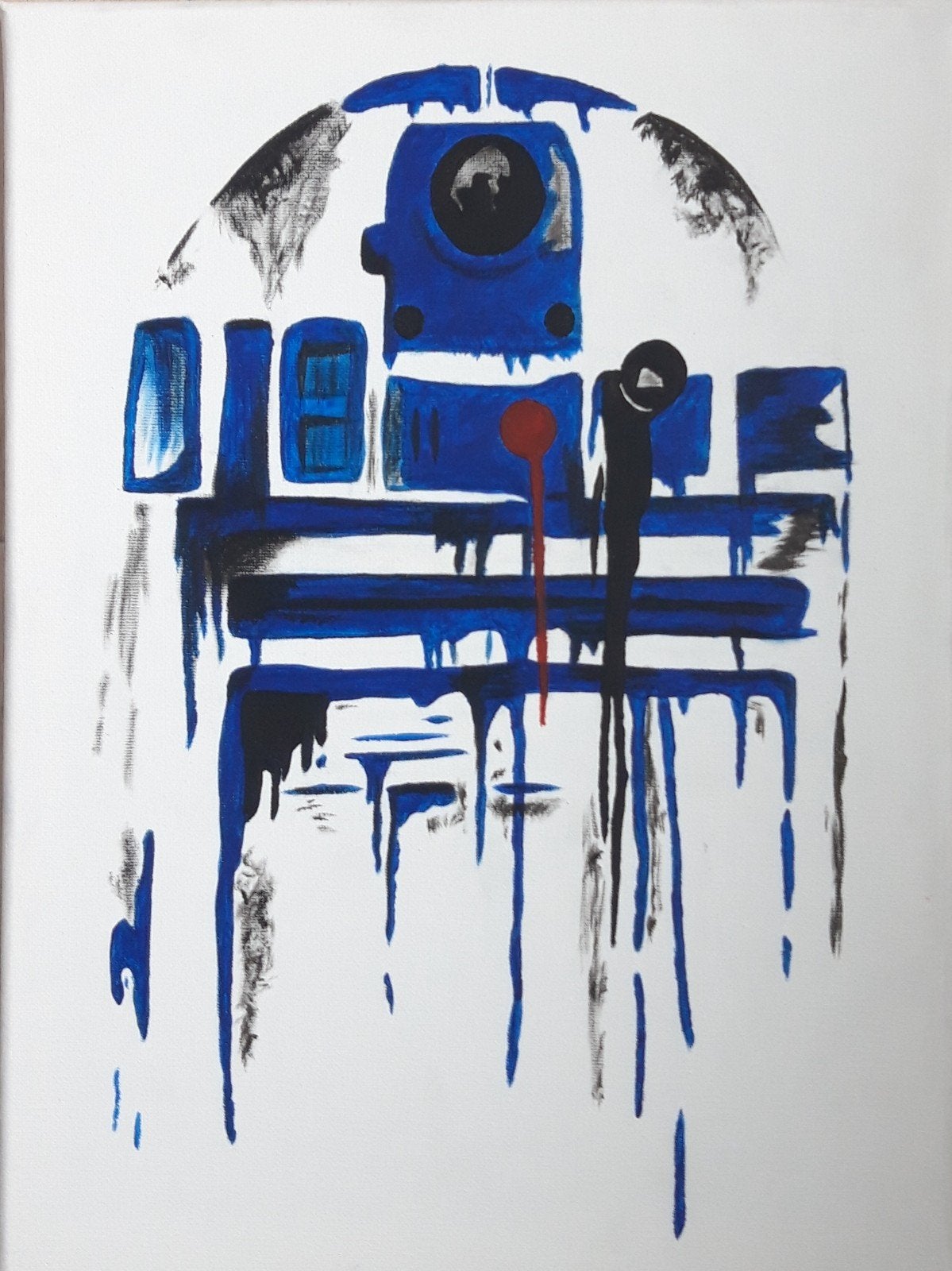 R2D2 Star Wars schilderij 40x30 cm, Minder dan 50 cm, Oorspronkelijke maker, Nieuw, Ophalen of Verzenden