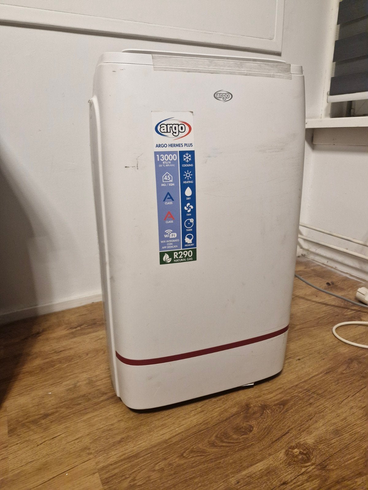 Argo Hermes Plus Mobiele Airco 13000 BTU, Witgoed en Apparatuur, Airco's, Ophalen, Zo goed als nieuw