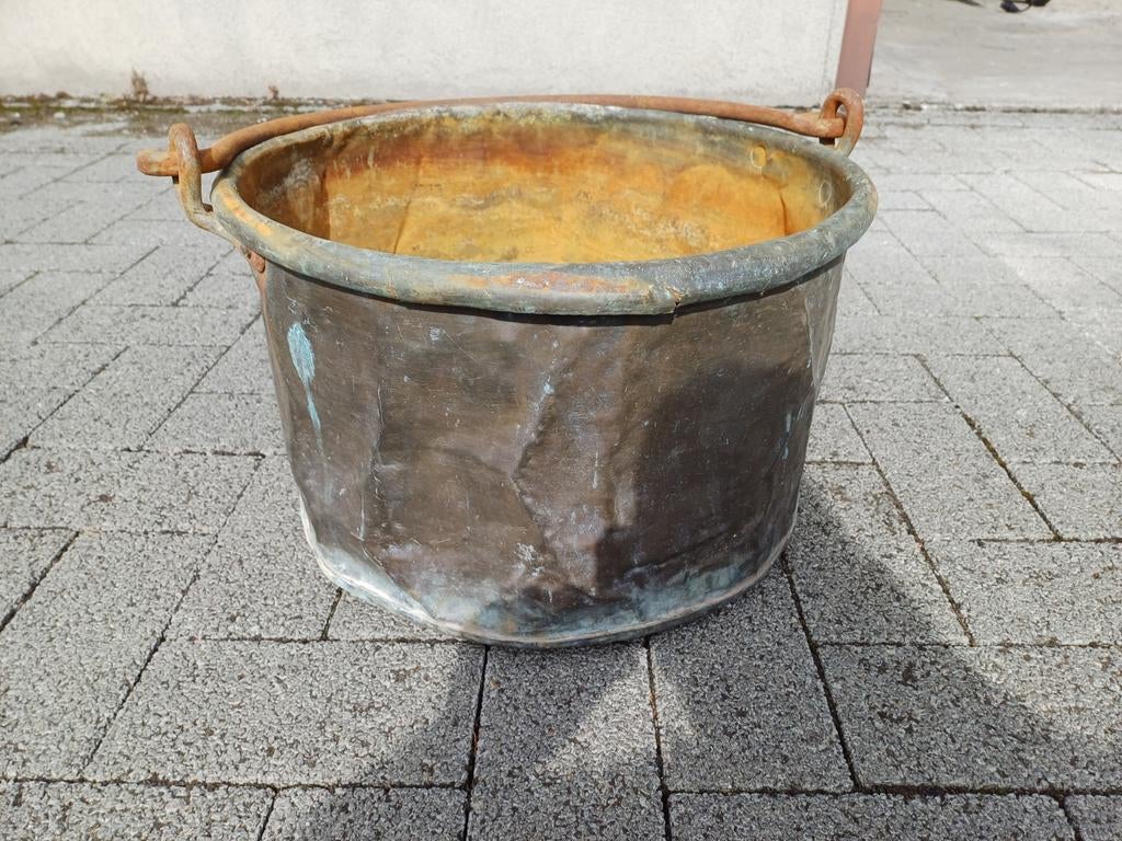Koperen ketel / bloempot, Ophalen, Gebruikt, Minder dan 30 cm, Rond