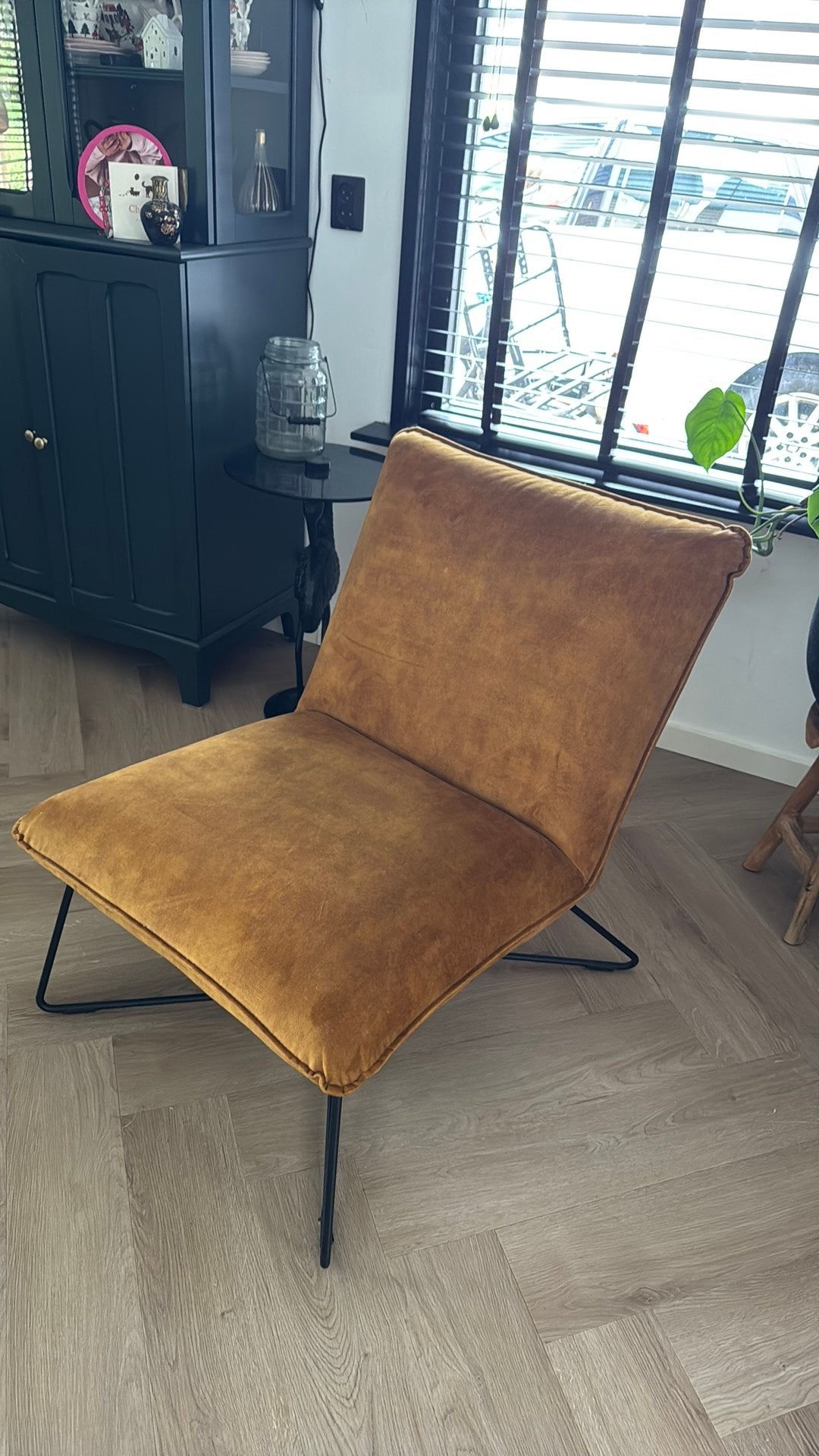 Fauteuil okergeel, Ophalen, 75 tot 100 cm, Zo goed als nieuw, Stof