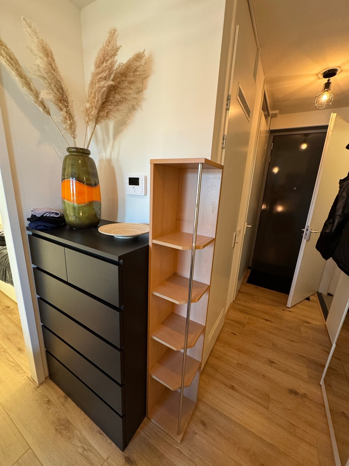 Retro hout en chrome hoekkast, Ophalen, Gebruikt