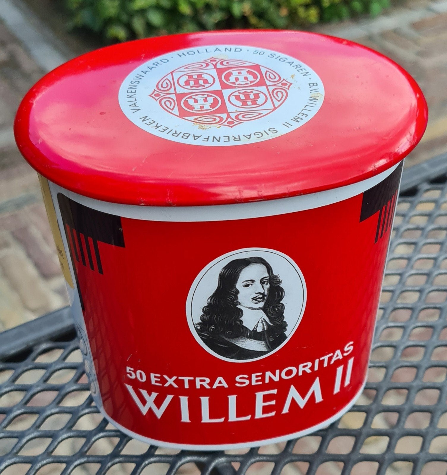 Vintage Willem II Sigarenblik - 50 Extra Senoritas, Ophalen of Verzenden, Gebruikt